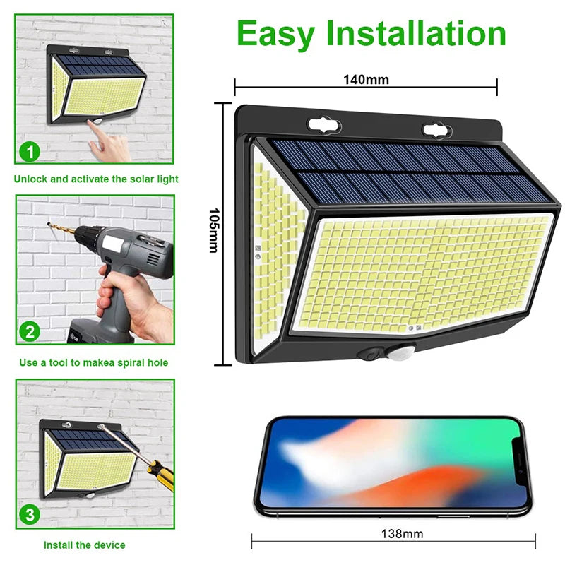 Outdoor 100 LED/468 LED Solar Light Motion Sensor Waterproof Solar Light Solar Power Garden Corridor Decoration Emergency Light