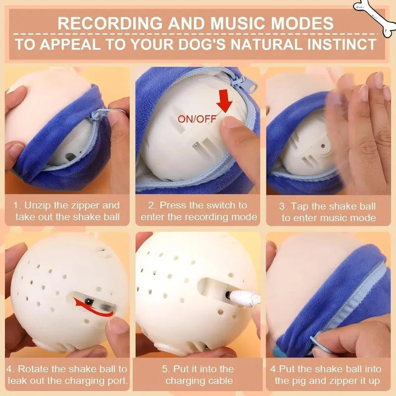 Pet Electronic Toy Cat Ball Pet Bouncing Jump Ball Music Vibration Bite Puppy Ball Interactive Dog Chewing Moving PlushDoll Toy