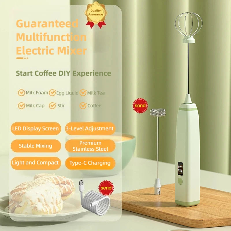 TINSOL Wireless Electric Milk Frother Multi-Function Blender Egg Whisk and Mixer Ideal for Crafting Coffee and Cappuccino Foam