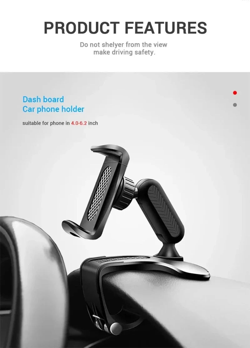 Dashboard Car Phone Holder ABS Mobile Phone Sun Visor Holder Auto Rear View Mirror Phone Support 360 Degree Rotation Accessories