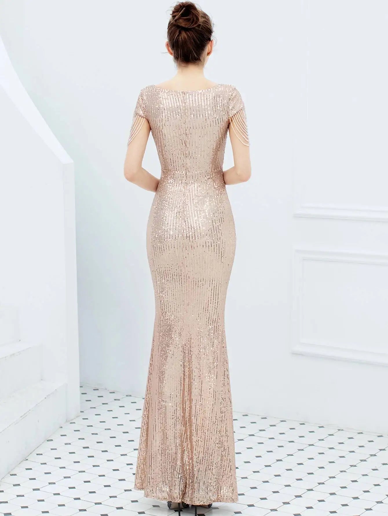 Sexy vintage maxi black sequin summer dress women 2025 elegant luxury birthday party long dresses fishtail evening dress vestido