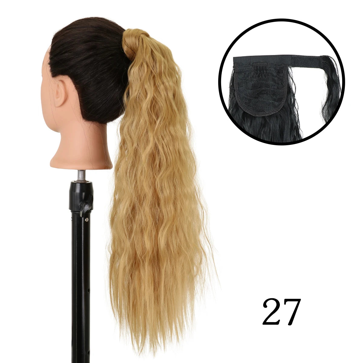 LANSA Synthetic Long Curly Ponytail Natural Puff Wrap Around Clip In Ponytails Hair Extensions Black Brown Ponytail For Women