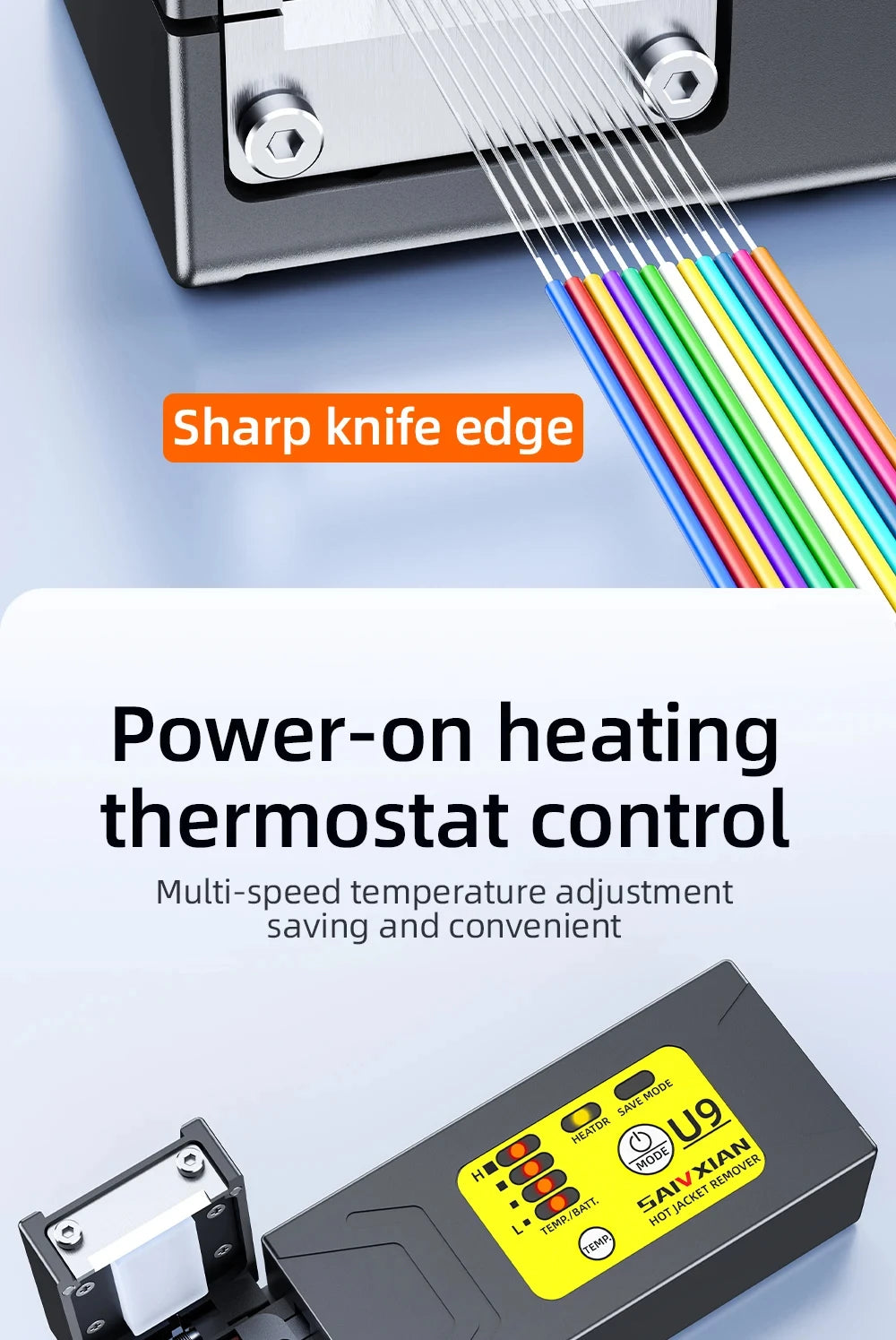 U9 Heated Thermal Stripper Pliers Optical Fiber Cable Stripping Slitter Ribbon Hot Cable Fusion Tool for Precision Wiring