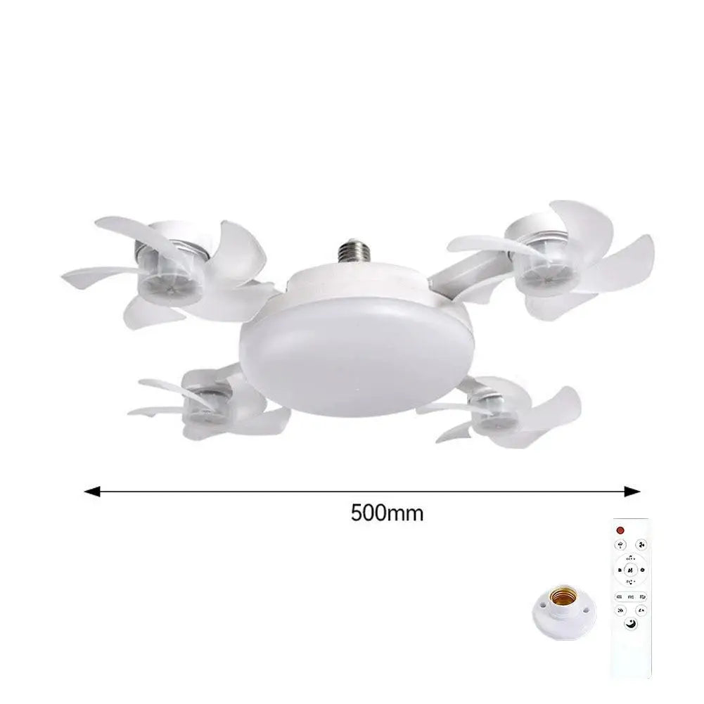 Drone Style Ceiling Fan Light E27 Base Remote Controlled Dimmable 3 Color LED Design  Retractable Blades for Living Room