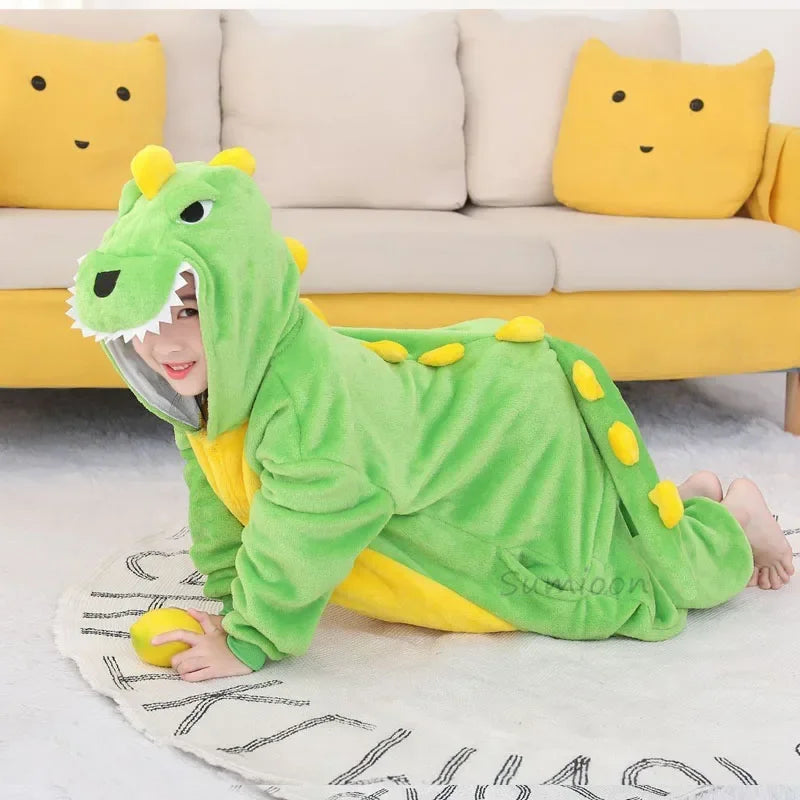 New Winter Unicorn Pajamas For Children Kigurumi Animal Pyjamas Kids Panda Onesie Boys Girls Sleepwear Dinosaur Jumpsuit