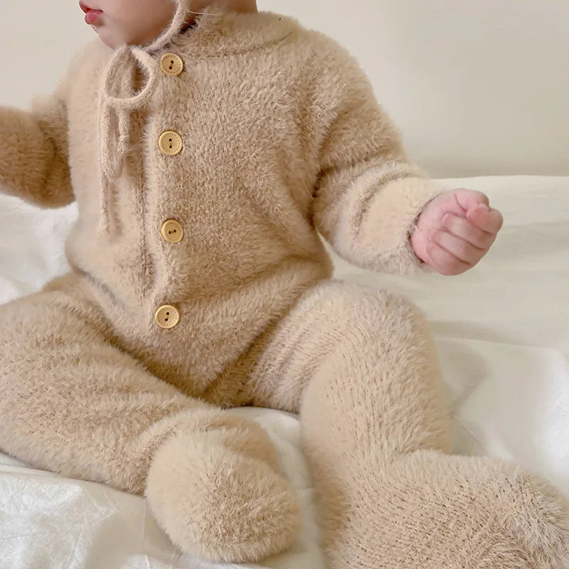 0-3T Newborn Kid Baby Boys Girls Winter Clothes Warm Baby Romper with Hat Cute Sweet Jumpsuit Cute Sweet Lovely Baby Outfit