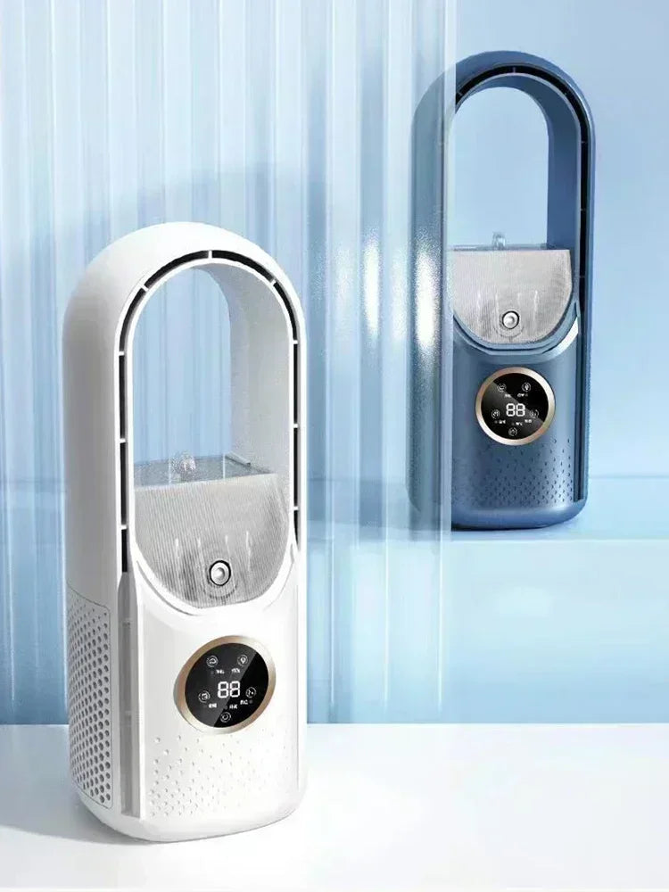 Portable USB Air Cooler Leafless Electric Fan 6 Speed Silent Timer Air Conditioner Cooling Fan Humidifier Conditioning Fan Amagi