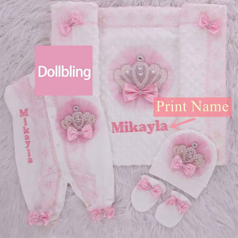 Newborn Baby Boy Outfits Set Kids Clothing Real Cotton Infant Care Products Body Suit Shirt Pants Mittens Receiving Blanket