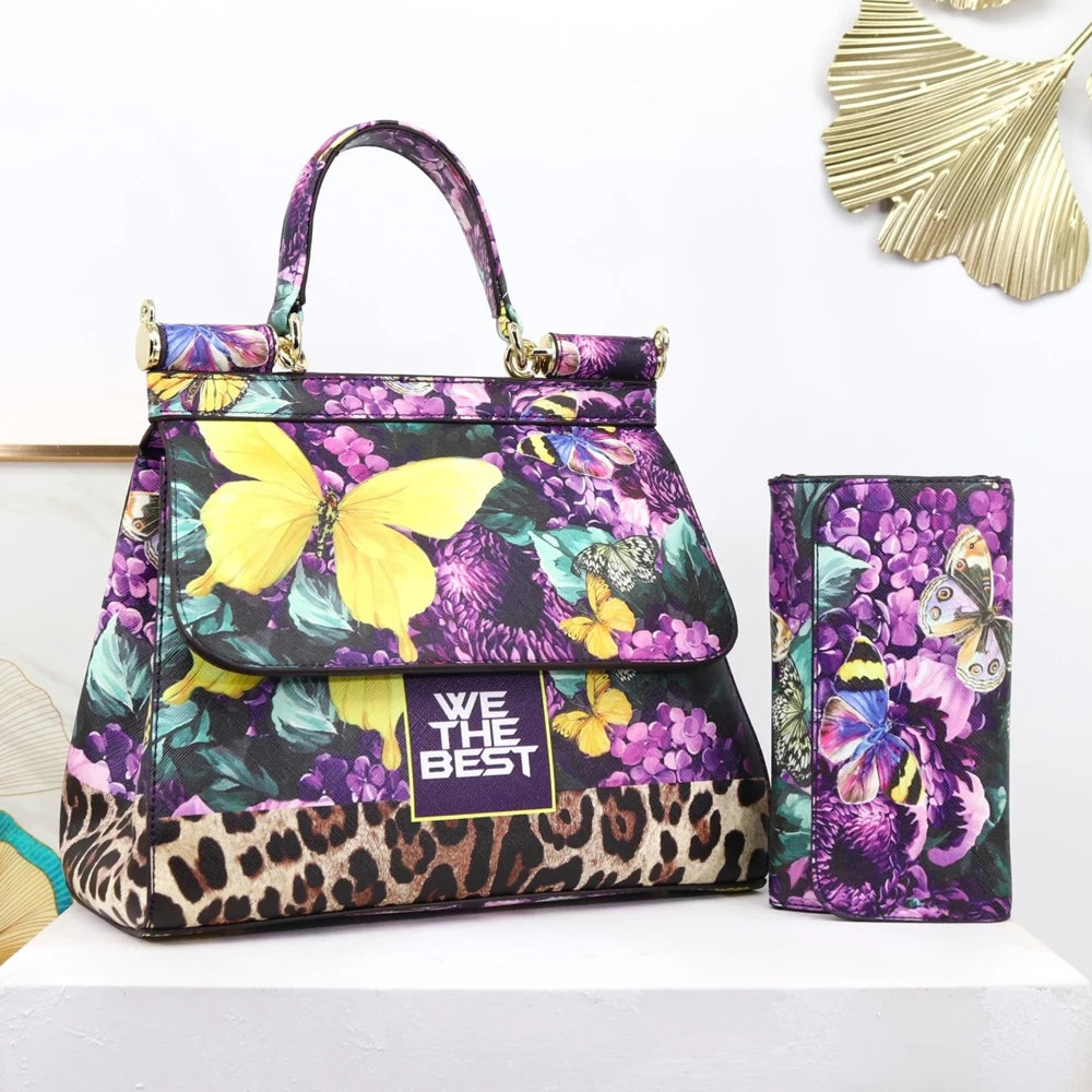 Luxury Women Bags Leather Vintage Painting Art Purse Handbags Girl Shoulder Bag Fashion Cross Body Messenger Bag Female Totes