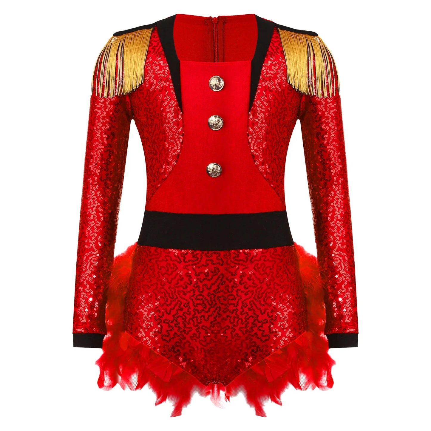 Halloween Costume Romper Circus Ringmaster Cosplay Carnival Party Shiny Sequins Leotard Dress Drum Majorette Magician Dress Up
