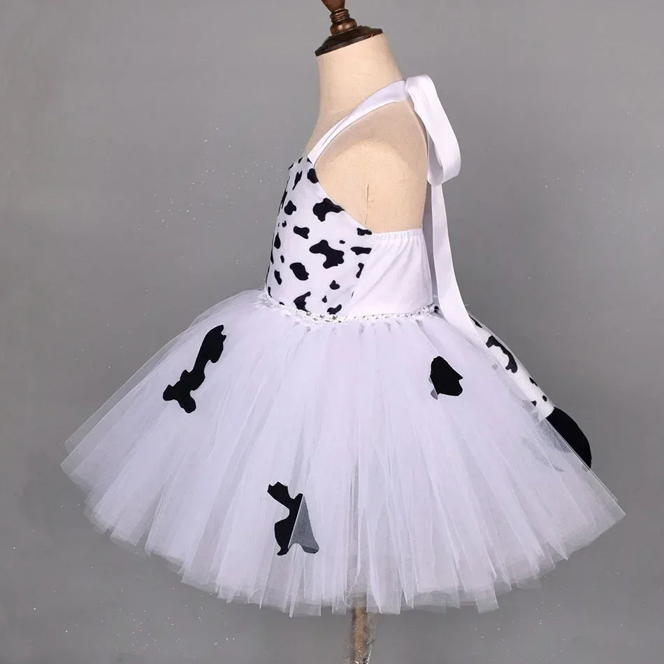 Halloween Animal Cosplay Costume for Children Forest Theme Cows Tiger Giraffe Leopard Zebra Tutu Dresses Performance Dance Sets