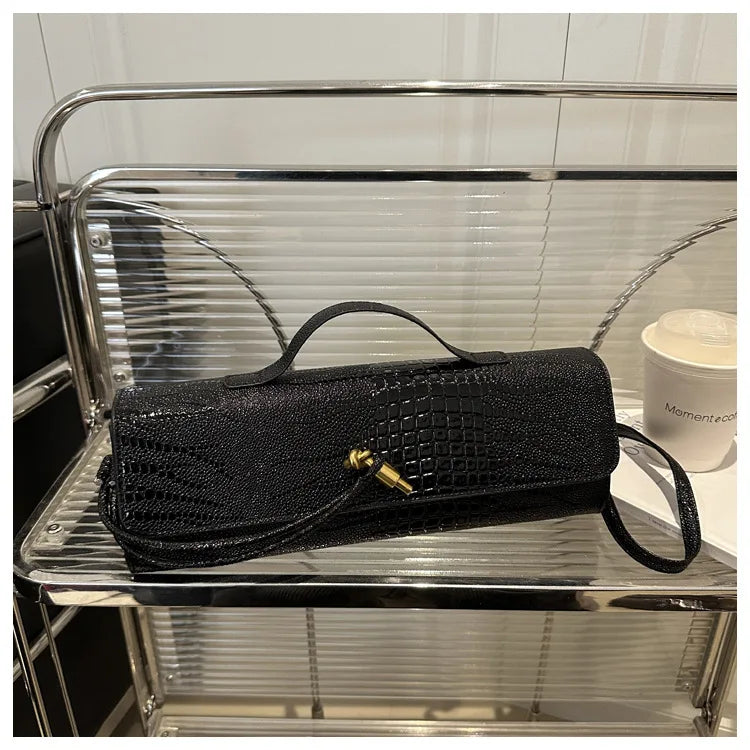 Luxury Design Top-Handle Bag For Women Evening Handbag Long Purse, Crocodile Pattern Crossbody Shoulder Bags Fashionable Outfits