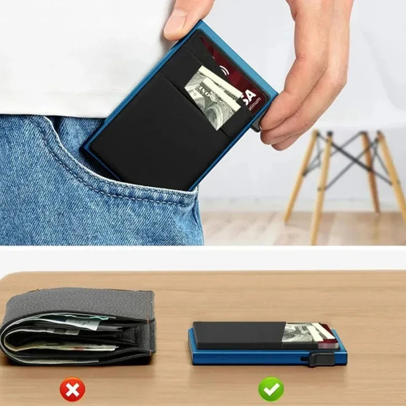 Anti-theft Cards Protectors Card Holder Minimalist Smart Wallet RFID Protection Aluminum Metal Box Cardholder Case Porte Carte