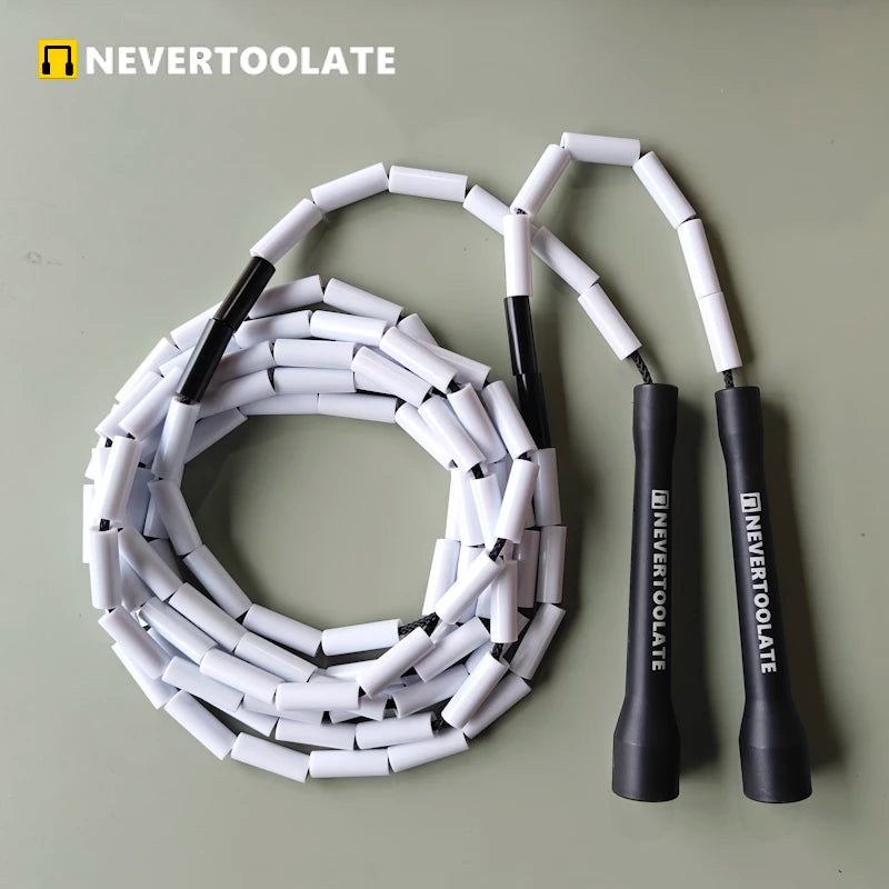 NEVERTOOLATE 4.5MM core 150 gram heavy beaded coach chris  2.9m hard bead beaded rope fitness freestyle skipping jump rope