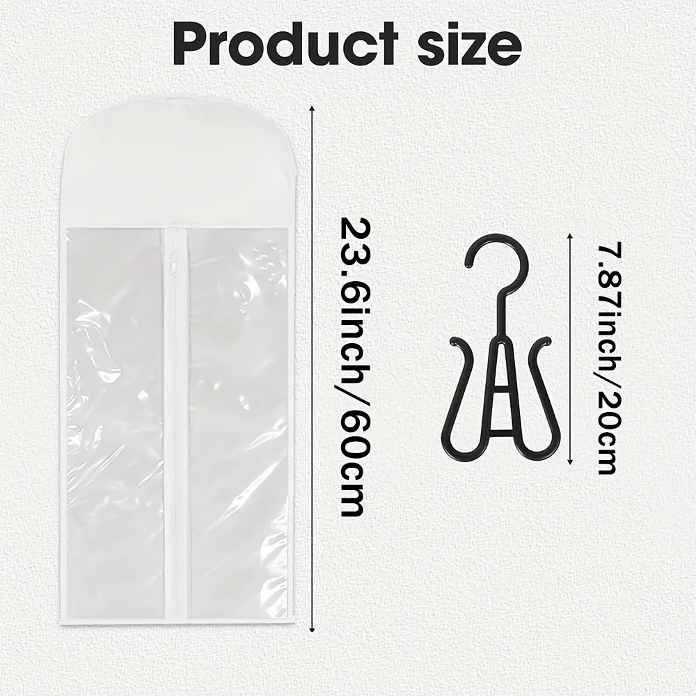 10PCS/3PCS/6PCS/1PCS Hair Extension Storage Bag with Hanger Transparent Wig Organizer Dustproof Holder for Hair Pieces