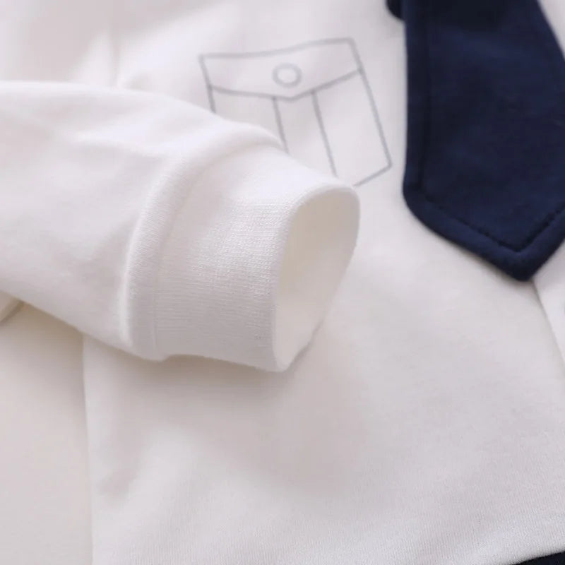Spring and Autumn Boys Costume Baby Romper Jumpsuit 100% Cotton Cool Gentleman Suits Aviator Long Sleeve Clothes Toddler Onesie