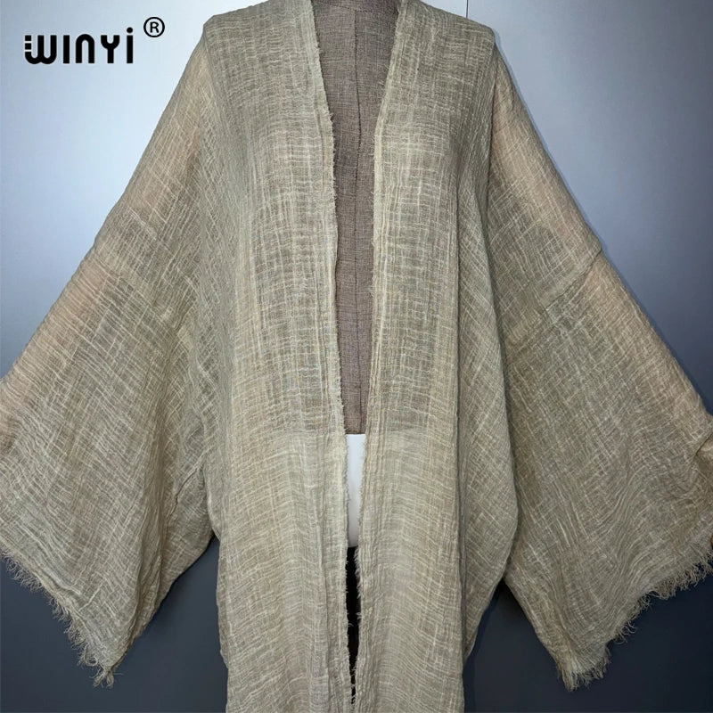 WINYI Women's Soft Cardigan Boho Maxi Dress Comfortable Loose beachwear Cover Up Kimono abaya dubai luxury  Party Africa Style