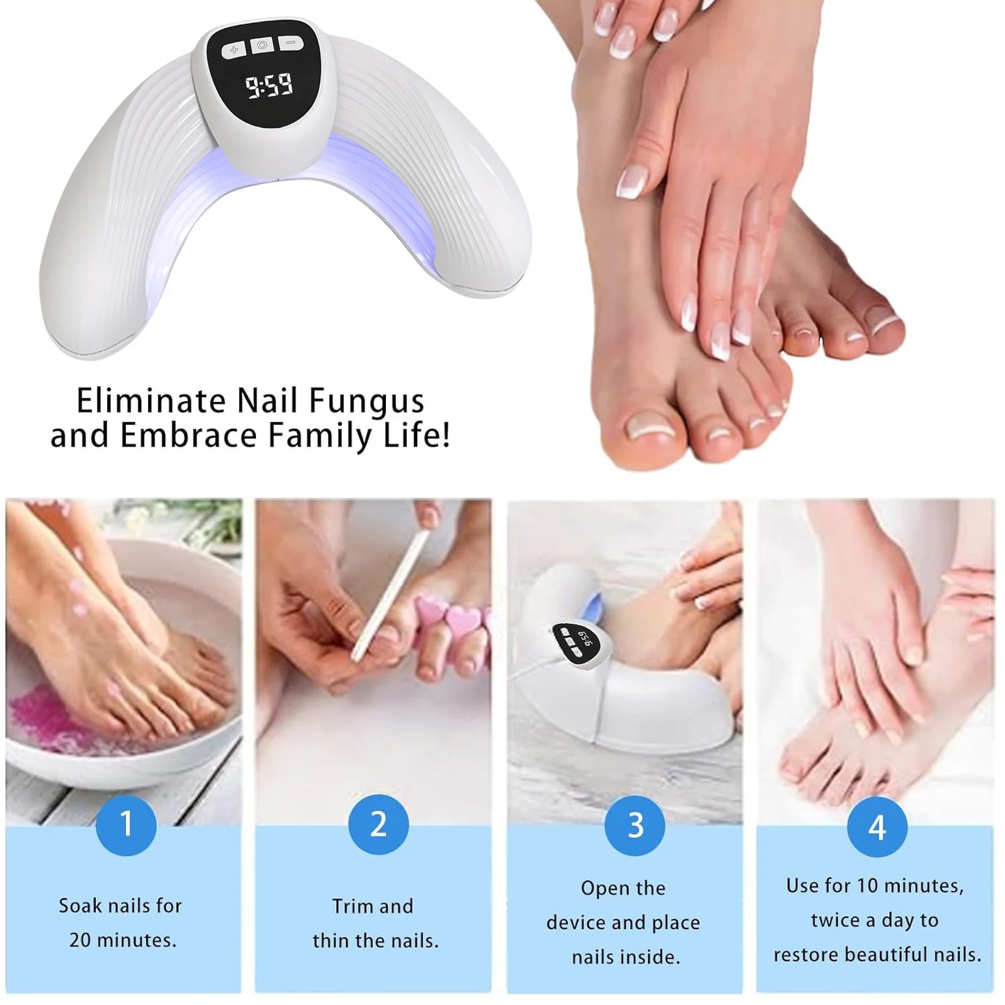 Led Nail Art Lamp Auto On Effectively Remove Nail Fungal Light Fingernail Fungus Treat with Display Curing Lamp