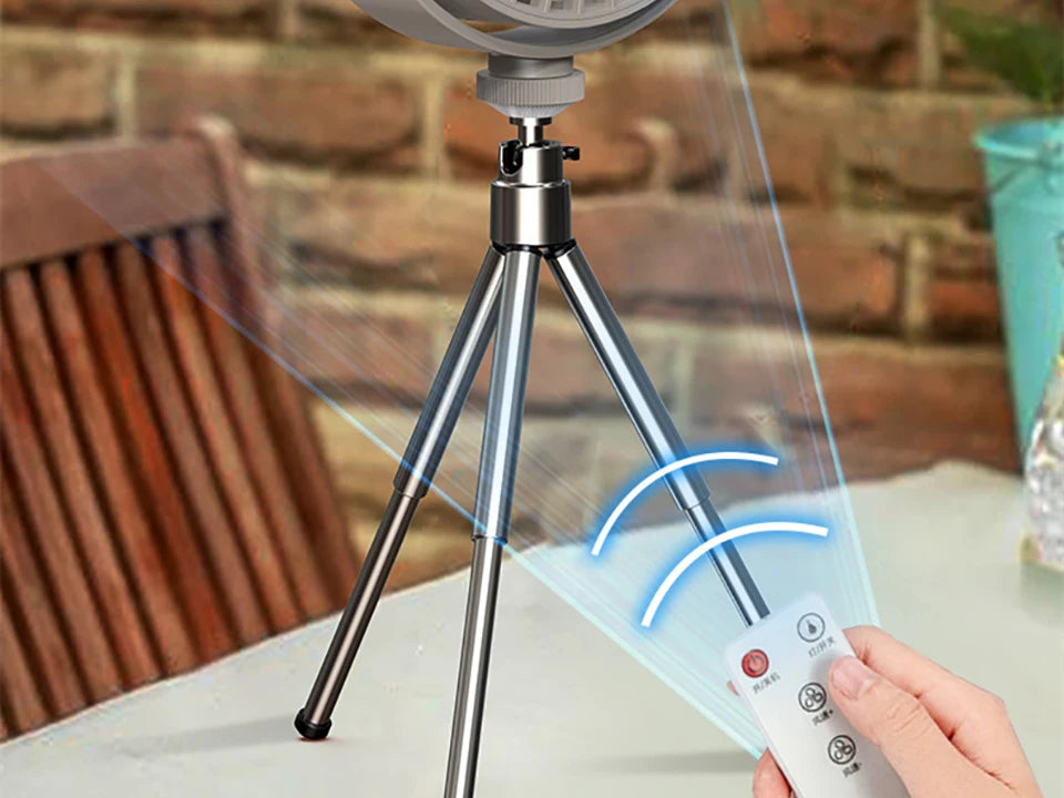 Remote Control Floor Table Air Cooler Mini Portable Wireless Ceiling Fan 360° Rotation 3-speed Wind For Camping Home Night Light
