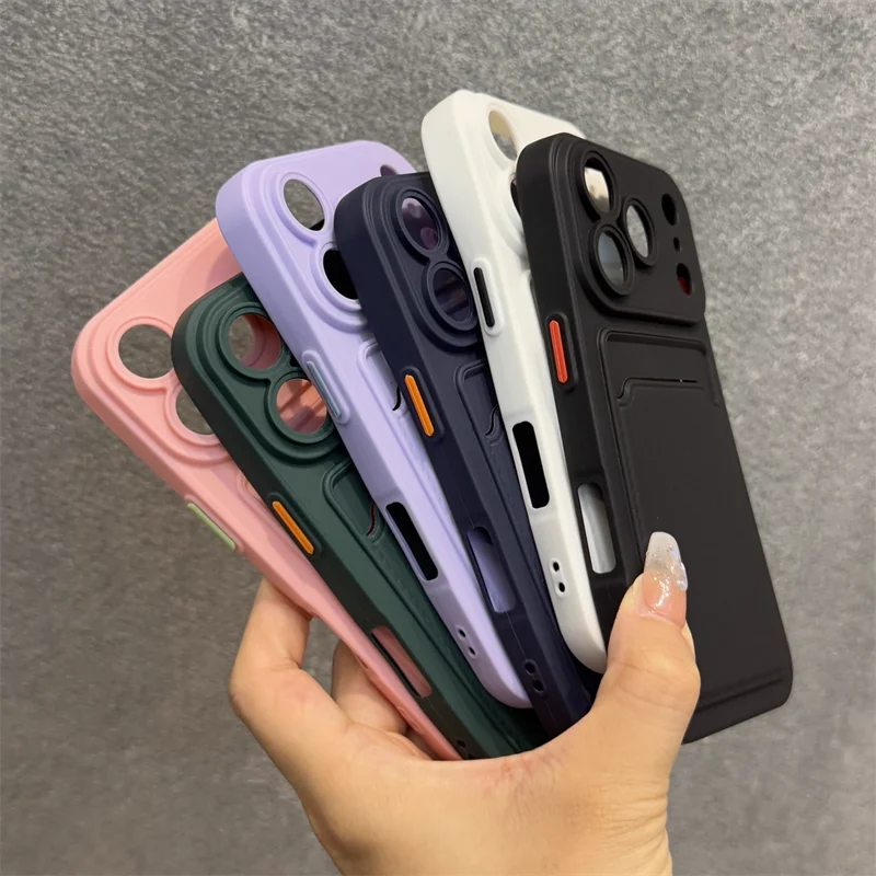 Luxury Soft Silicone Wallet Case For iPhone 17 16 15 14 Plus 13 12  Pro Max XR XS Shockproof Card Holder Slot Cover