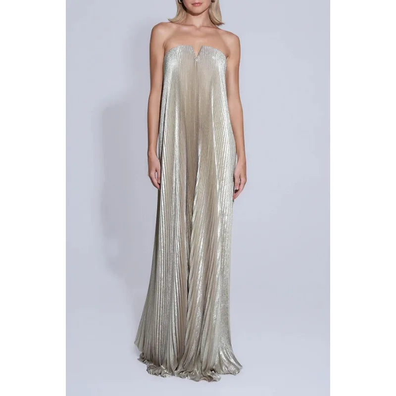 Luxurious Women Folds Party Cocktail Dress Elegant Off Shoulder Celebrity Guest Graduation Evening Floor Length Dress Prom Gown