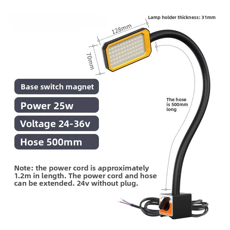 18W/25W LED Machine Tool Work Light With Strong Magnetic Extended 50-80cm flexiable Hose 24V/220V Lathe Punch MachineTable Lamp