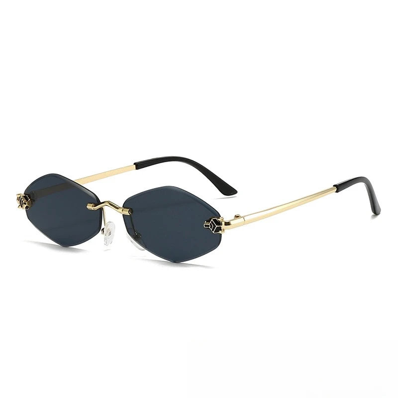 Popular Fashion Women Men Shades Rhombus Sun Glasses Female Male Summer Traveling UV400 Rimless Sunglasses Lentes De Sol Mujer