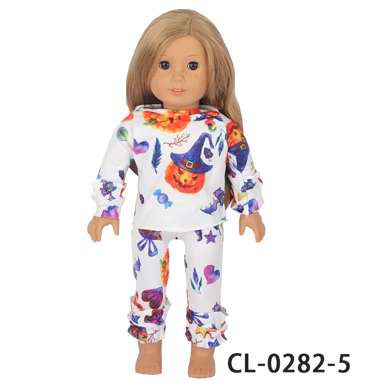 Halloween Doll Clothes Festival Pumpkin, Skeleton Costumes For 18 Inch American&43cm Baby New Born,OG,Life Girl Doll Accessories