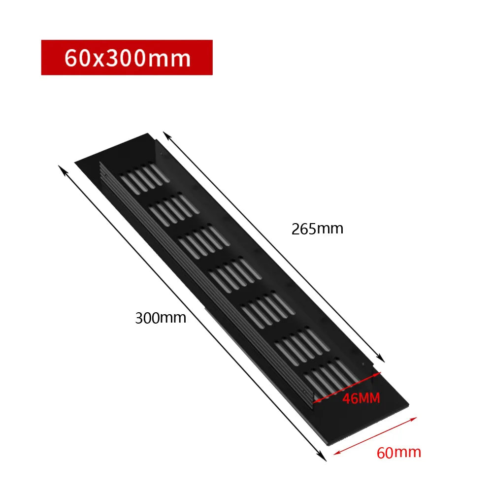 60mm Aluminium Rectangular Cabinet Wardrobe Air Vent Grille Ventilation Cover