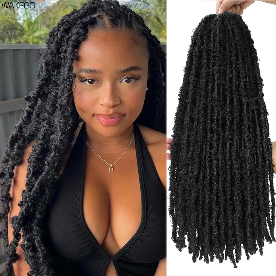 Wakego Butterfly Locs Crochet Hair 14 18 24 Inch Fausse Locks Crochet Butterfly Extensions Pre-looped Soft Locs Synthetic Braid