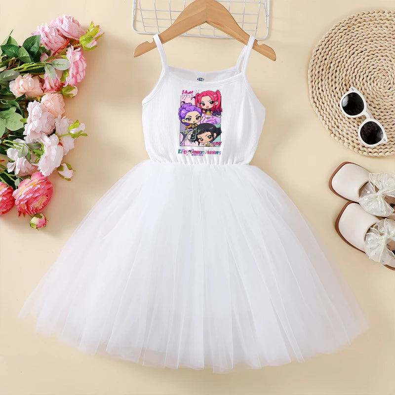 Demone Hunter Girls Baby Dress Skirts Summer Cute Anime Harajuku Princess Y2K Kawaii Clothes Kids Tutu Puffy Skirt Birthday Gift