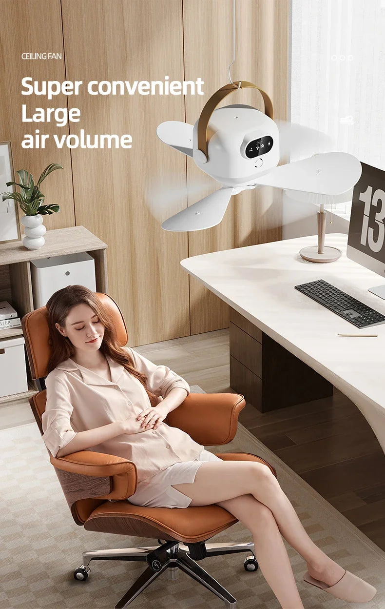 Ceiling Fan Portable Camping Tent Ceiling Canopy Fan 8000mah Rechargeable Wireless Fan Air Circulators with Remote Control Light