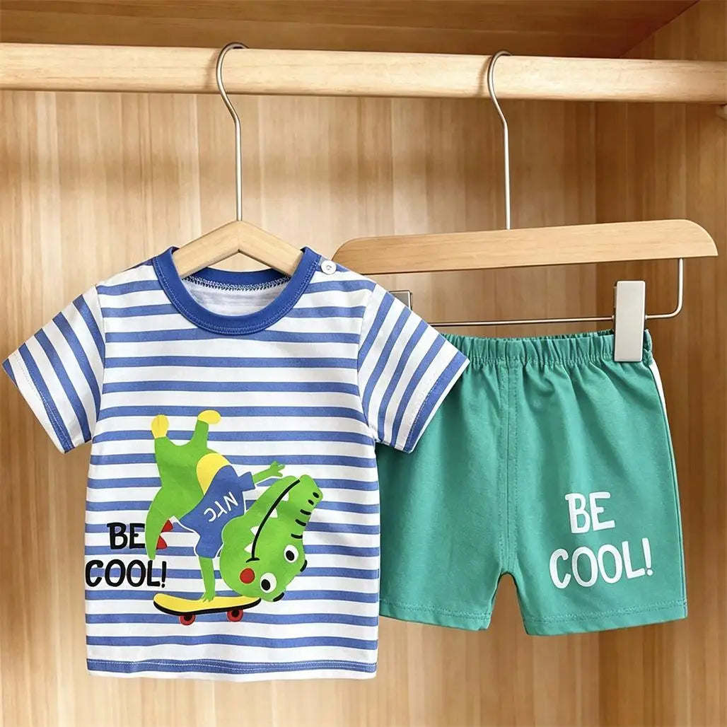 Baby Clothing Cartoon T-shirt+Shorts 2Piece Set Lovely Tees Simple Versatile Shorts Infant Printing Bottoming Shirt Tracksuits