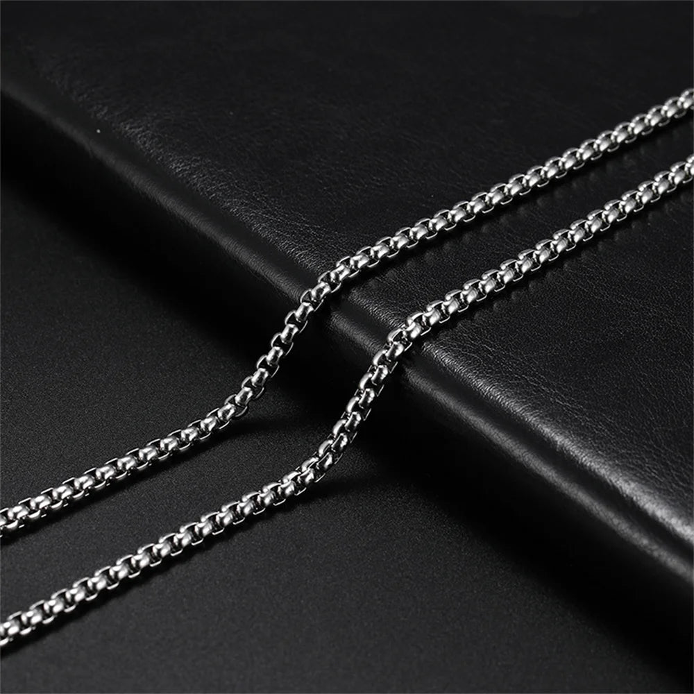 My Shape 10 pcs 60cm Box Chain Necklaces for Men 24 Inch Box Chain 2-3mm Chains Chokers Steel Color Fashion Jewelry Boys Gifts