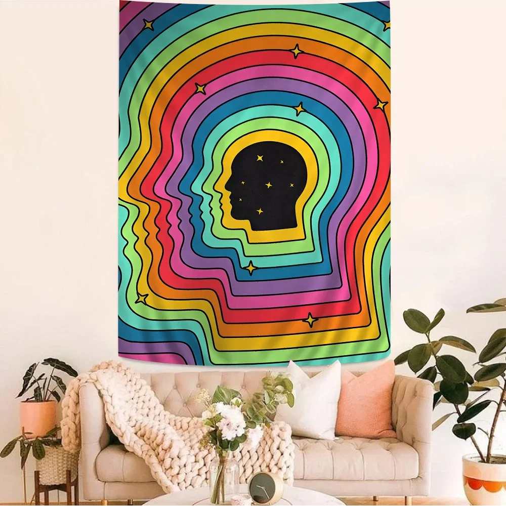 Retro Bohemian Psychedelic 70s DIY Wall Tapestry Science Fiction Art Home Decor for Room
