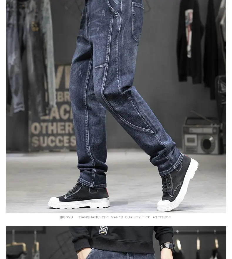 Summer Designer Clothes High Quality Punk Harajuku Fashion Casual Plus Size Slim Fit Denim Jeans for  2025 Cowboy Pants for Men