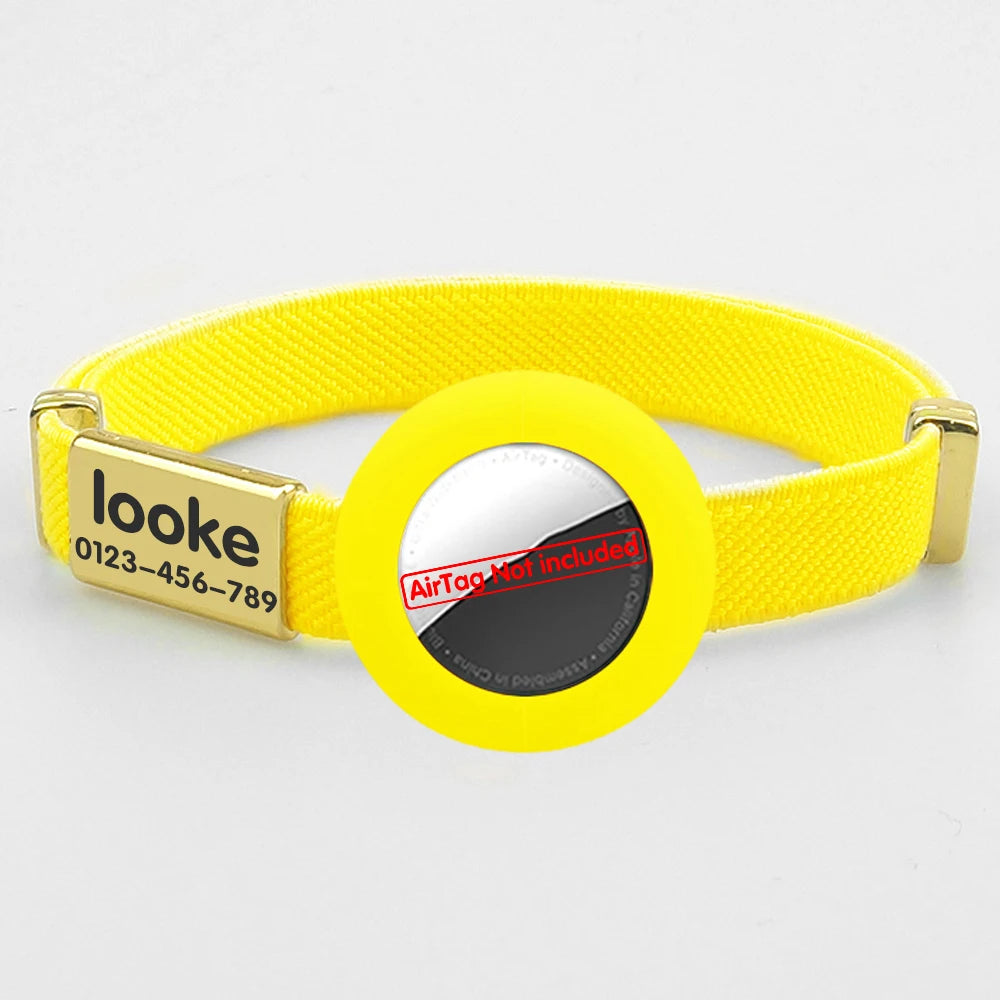 Cute Breakaway Cat Collar with Customized Name Tag Elastic GPS Tracker Kitten Collar with Air Tag Holder Adjustable Pets Collars