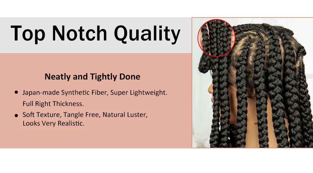 Synthetic Full Lace Bantu Braids Wig with Baby Hair 14Inch Natural Lace Front Braided Wig Handmade Cornrow Braid for Black Women