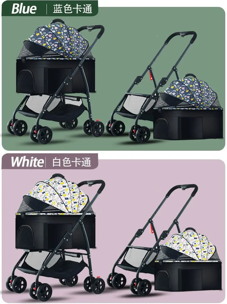Pet Car Strollers 3in1 Lightweight Foldable Specifically Designed for Walking Dogs Infants Medium-sized Small Dogs Cats Outdoor