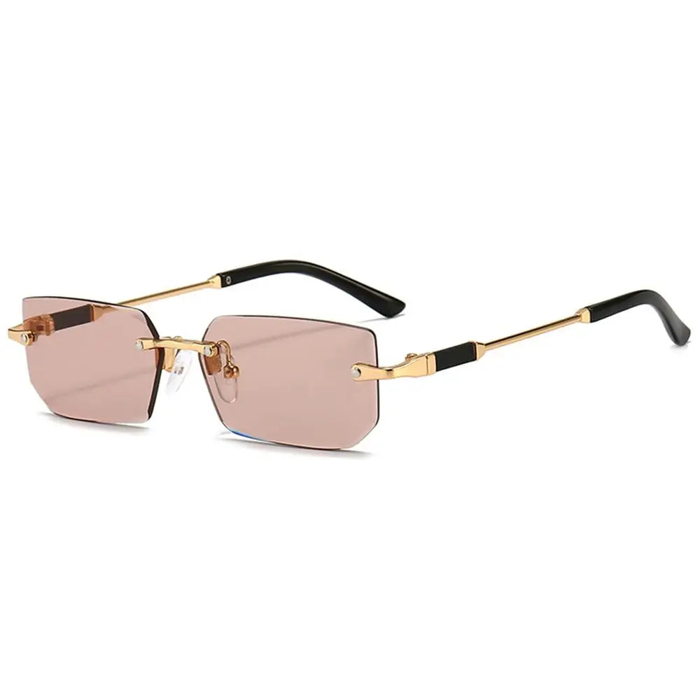 Rimless Sunglasses Rectangle Fashion Popular Women Men Shades Small Square Sun Glasses For Female male Summer Traveling Oculos
