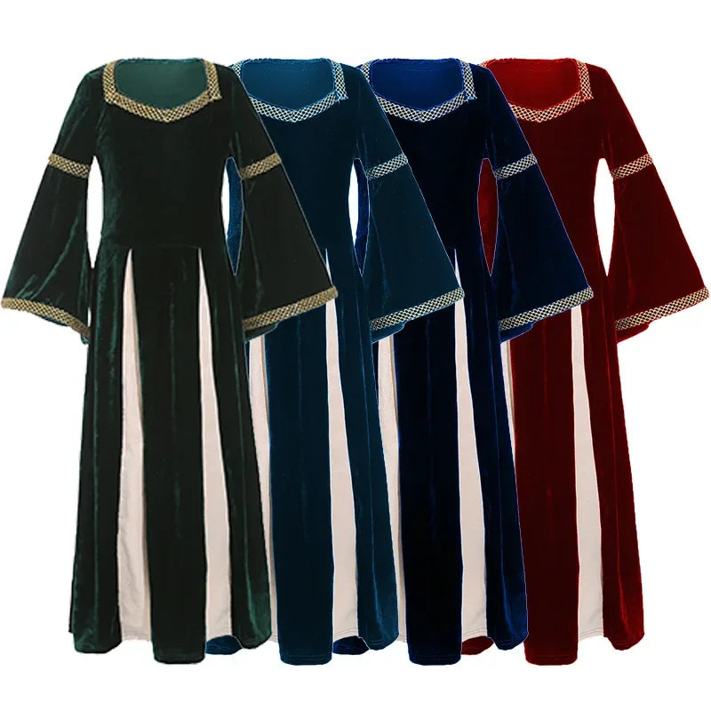 Halloween Girls Costumes Carnival Renaissance Retro Medieval Musical Theater Stage Costumes Palace Style Bell Sleeve Long Dress