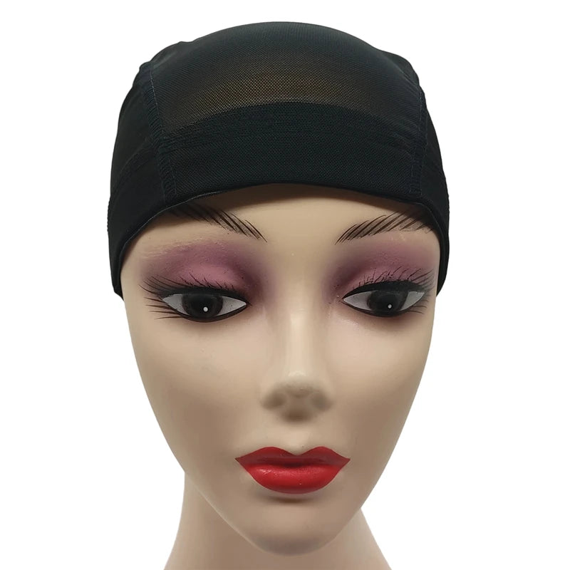 1/3/6Pcs Black Stretchy Breathable Mesh Dome Wig Cap Spandex Base Stitched Guidelines Non-Slip for Wig Making & Salon DIY