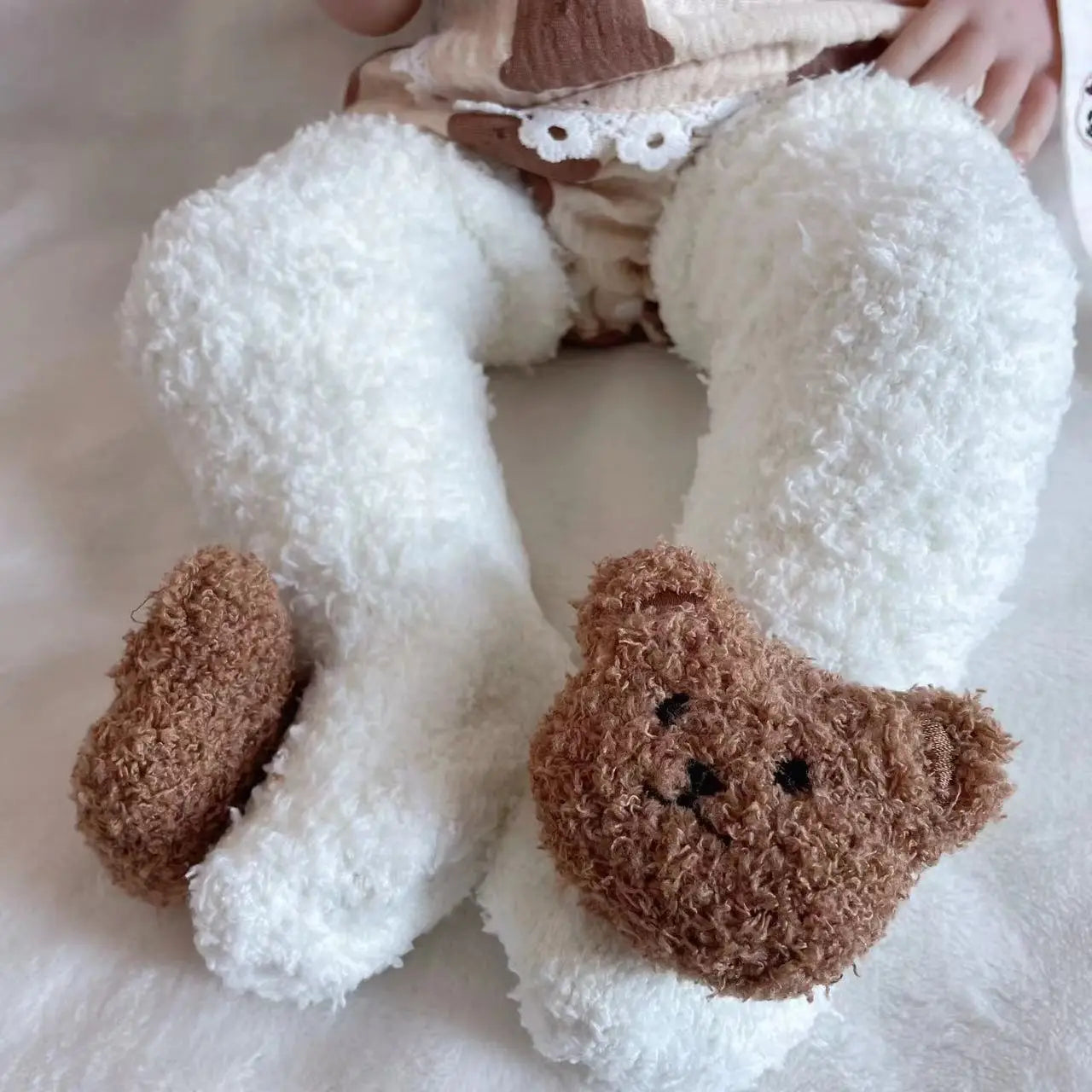Winter New Baby Fleece Padded Socks Warm Thicken Toddler Girls Floor Socks Cartoon Embroidery Infant Sock Sleeves