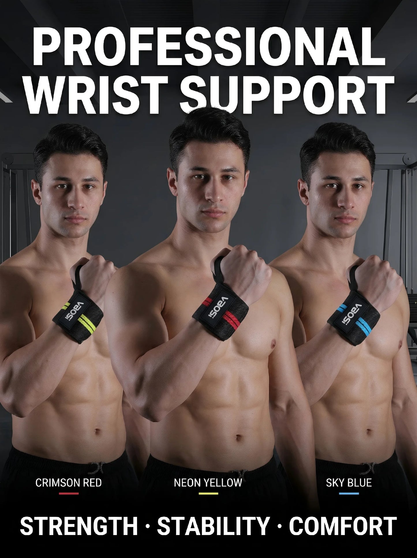 Heavy Duty Wrist Wraps for Weightlifting, Ergonomic Wrist Support Straps, Perfect for Powerlifting, Bodybuilding & Fitness
