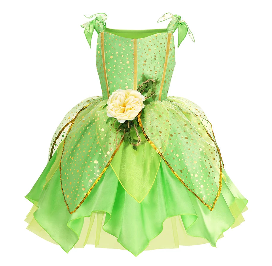 Halloween Child Cosplay Costume Toddler Girls Fancy Princess Ball Deluxe Gown 2025 Girl's Birthday Princess Tiana Dress Up