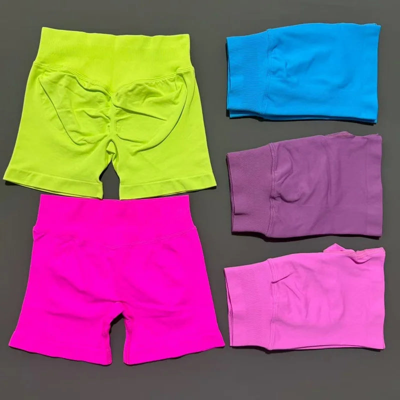 HISTELLO Sports Shorts 4.5‘’ High Waist Women Yoga Workout Shorts Seamless Leggings Stretch Fitness Sweatpants Gym Short