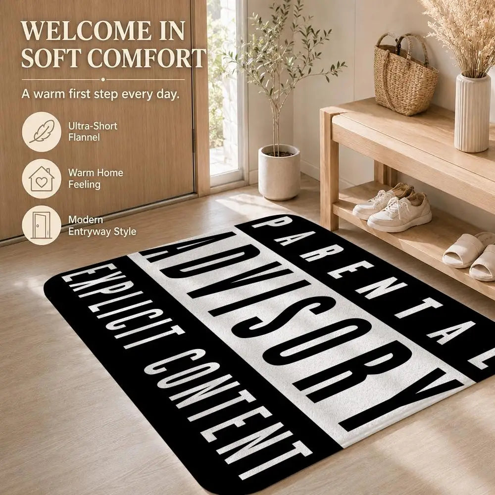 Warning Label P-Parental Advisory Floor Mat Non-Slip Absorbent Floor Mat Decorative Rug for Home Bathroom Bedroom Entryway