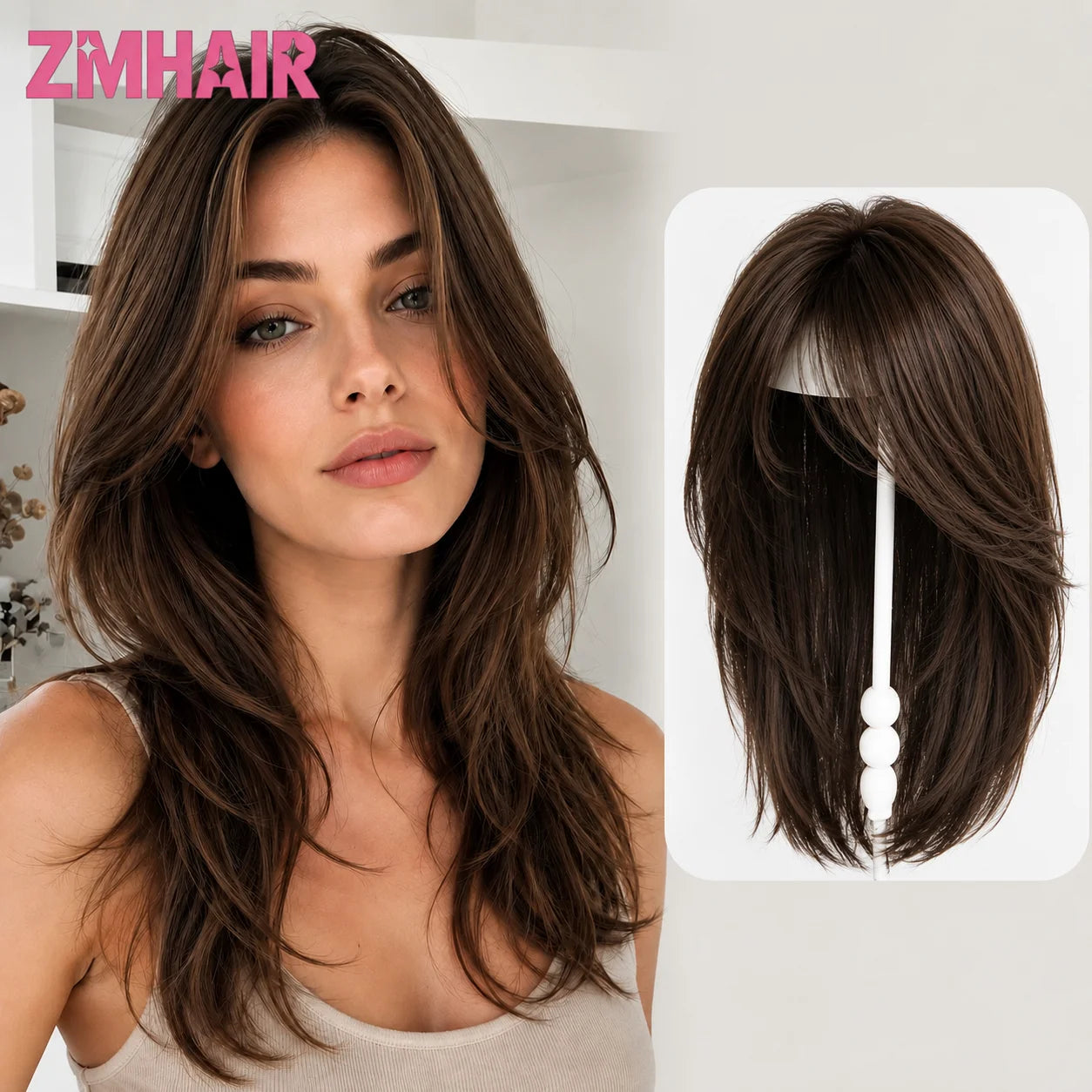 4# Brown Silk Base Hand Tied Wig with PU Edge European Hair Natural Scalp Look Light Thin Breathable Glueless Ready-to-Wear Wig