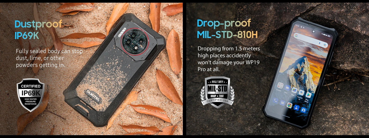 Rugged Phone Oukitel WP19 Pro Helio G99 Cellphone 22000mAh 24GB 256GB Smartphone 64MP Camera  120Hz Mobile Phone