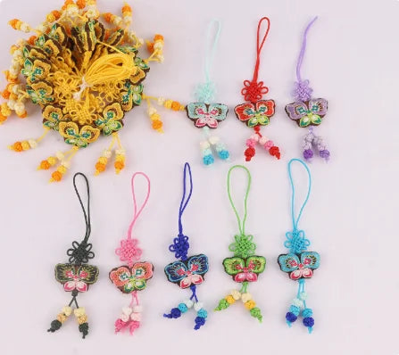 10 Pcs Y2K Bag Charms - Cute Embroidered Butterfly, Fish & Flower Pendants for Keychain, Phone Case Lanyard, Purse Accessory